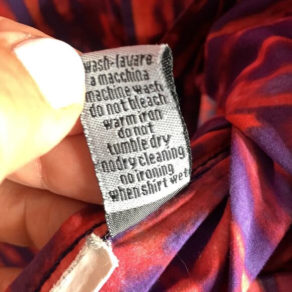 Visconti Orange Purple Tie Dye Look Designer Cotton Long-sleeve Shirt M-094 Sz S - Picture 7 of 9